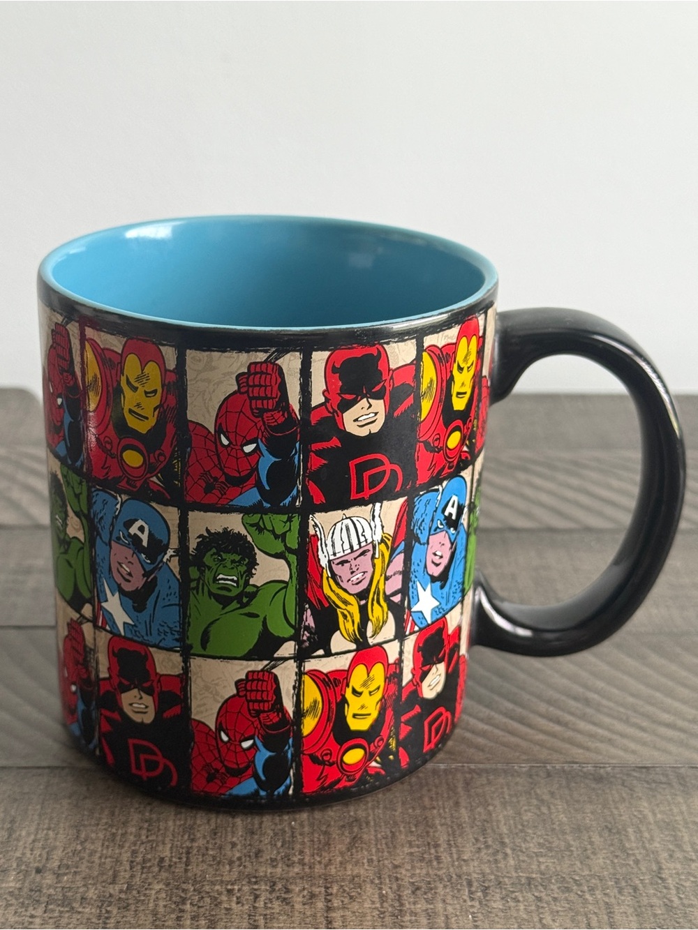 Marvel Avengers Hero's Comics Coffee Mug Cup Ceramic Black Blue 20 oz